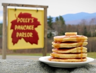PANCAKES WITH SIGN WITH MAPLE LEAF