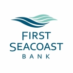 White and teal text first seacoast bank logo